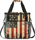 Usa Flag Coffee Maker Carring Bag Large Insulated Storage Organizer Case Tote Bags with Shoulder Strap for Travel Work Picnic