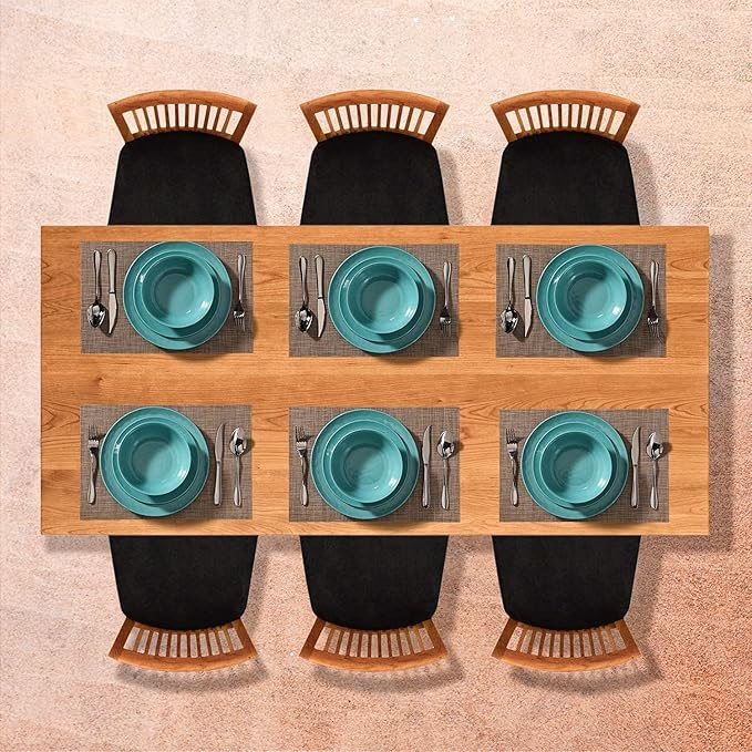TP 18-Piece Dinnerware Set Melamine Dishes Set with Bowls and Plates Service for 6 Non-breakable Lightweight Dining Tableware Teal