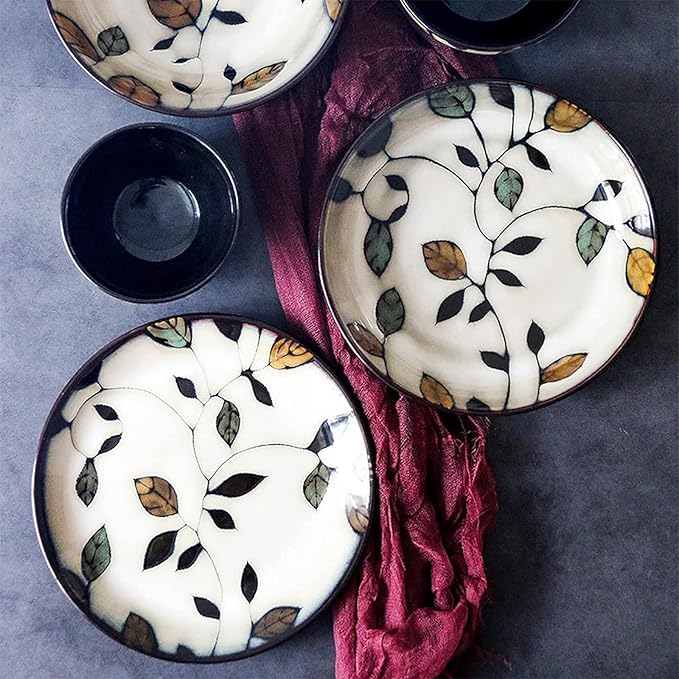 16 Piece Dish Set Porcelain Dinner Set Stoneware Dinnerware SetKitchen Dishes Set Round Plates and Bowls Sets for Kitchen/Dining