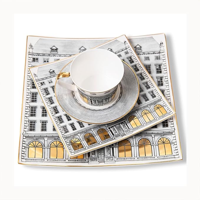European Style Dinnerware Set Service for 2 Bone China Dinnerware Sets Unbreakable Porcelain Dinner Sets Coffee Cup and Saucer Tableware Set Steak Dinner Plates Dish Set sets-007