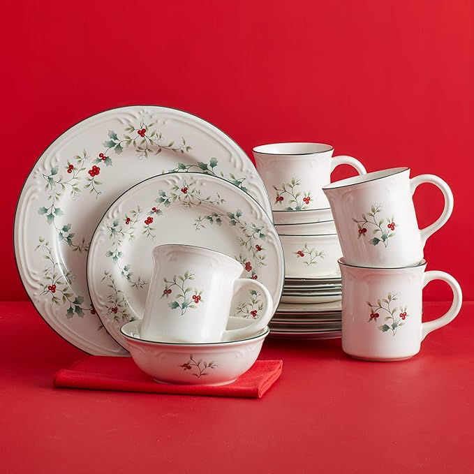 Pfaltzgraff Winterberry 16-Piece Dinnerware Set Service for 4 &amp Winterberry Bless This House Plate -