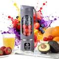 Digital Display Juicer Blender 450ML Portable Electric Personal Blender with Smart LED Screen Multi-Mode Mini Juicer Cup for Shakes Smoothies and Fruit Juicing (Purple)