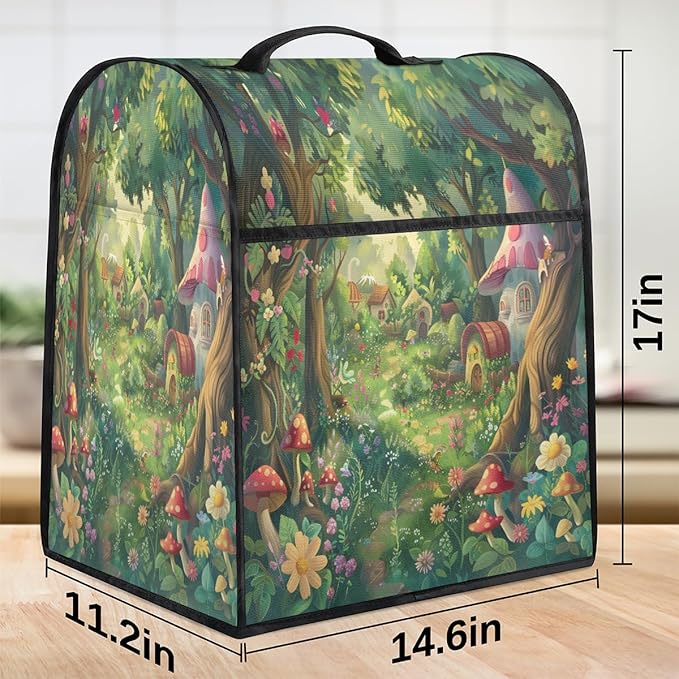 Kitchen Aid Mixer Cover Forest Castle Tree Stand Mixer Cover Compatible with 6-8 Quarts Stand Mixers Dust Covers with Zipper Pocket Foldable Washable Kitchen Aid Organizer Bag