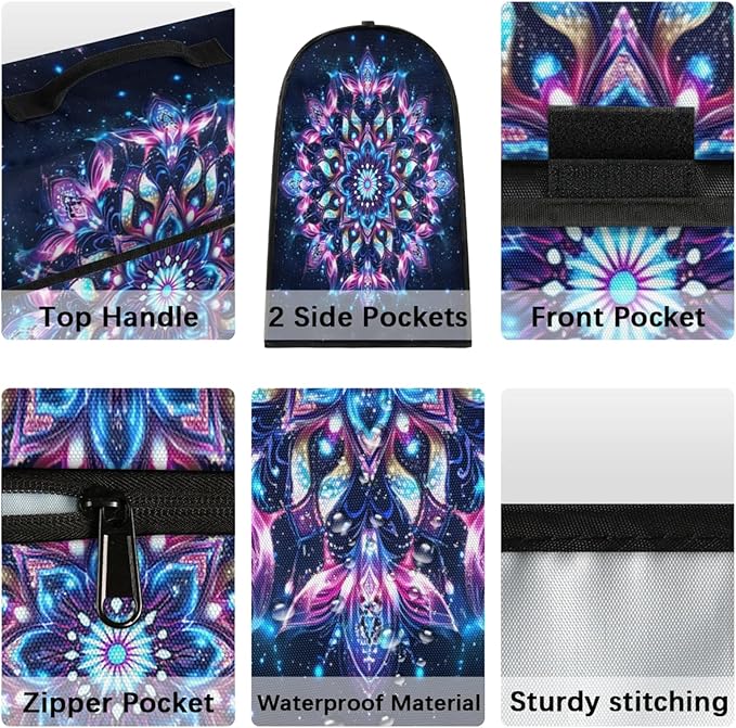 Kitchen Aid Mixer Cover Flowers Ethnic Mandala Purple Stand Mixer Cover Compatible with 6-8 Quarts Stand Mixers Dust Covers with Zipper Pocket Foldable Washable Kitchen Aid Organizer Bag