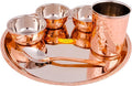 Shiv Shakti Arts® Stainless Steel Copper Dinner Thali Set 6 Pieces - Luxury Hammer Design Anarkali Dinner Set