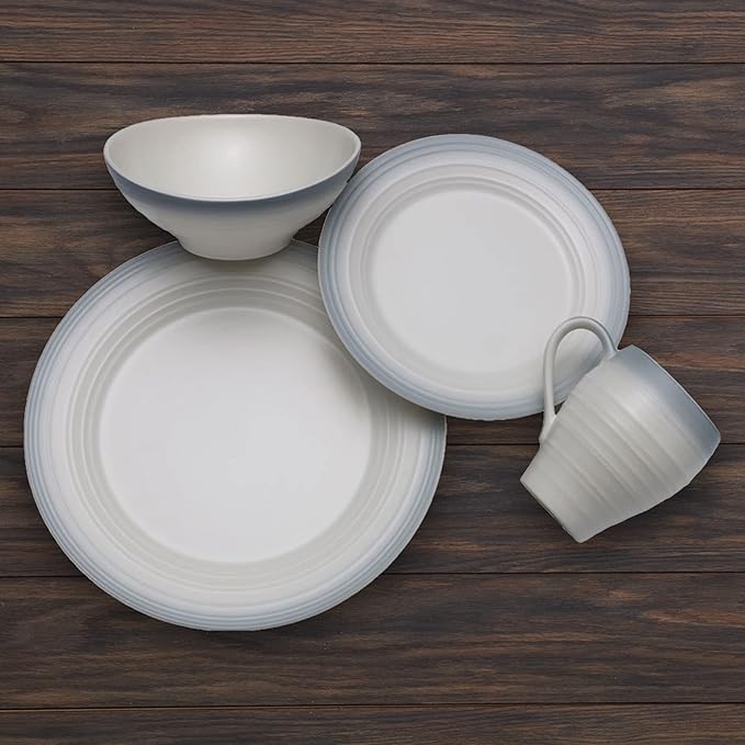 Mikasa Swirl Ombre Grey 16 Piece Dinnerware Set Service for 4
