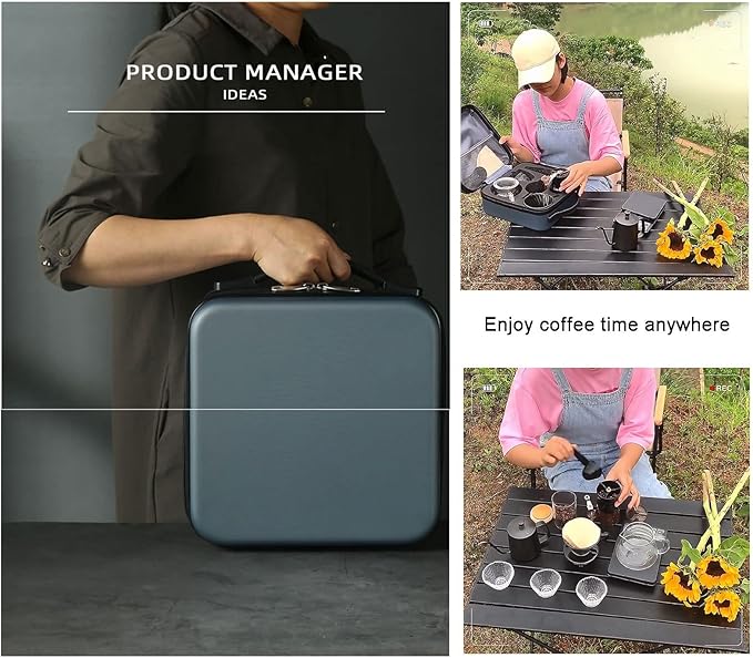 Travel Hand-Brewed Coffee Set Outdoor Portable Camping V60 Appliance Household Entry-Level Hand-Grinding Coffee Machine Full Set Drip Coffee Maker is The Best Gift for her
