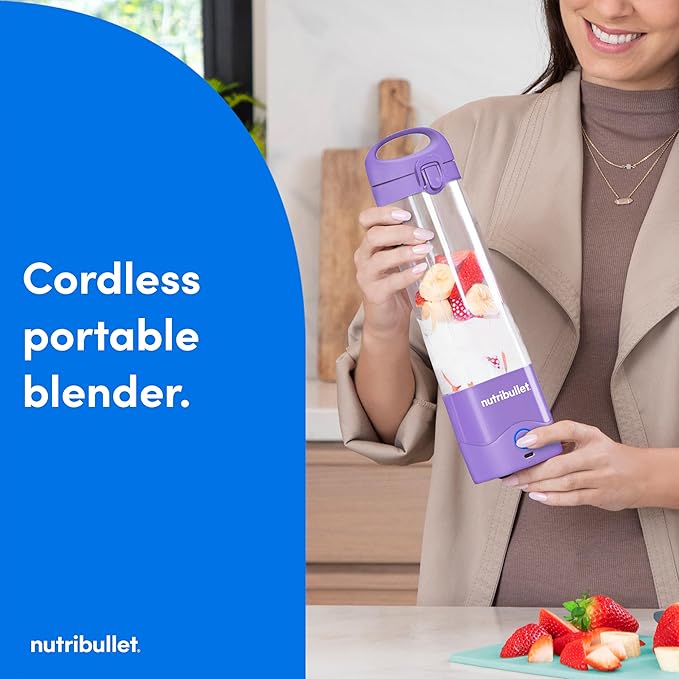 nutribullet Portable Blender Cordless 20oz Vessel Personal Blender USB-C Rechargeable Light Purple NBPB50100LP