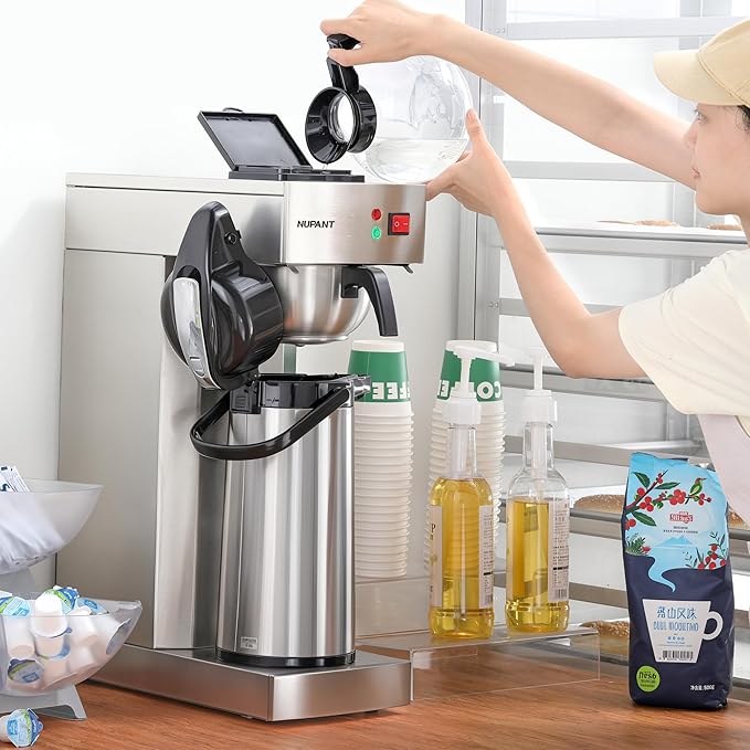 Commercial Drip Coffee maker set 1.8L/12 Cup Coffee Maker with 2 Carafes 2 Warmers &amp 2.2L Airpot Coffee Maker with 24H Insulated Thermal Carafe Stainless Steel for reasturant and Coffee Bar use