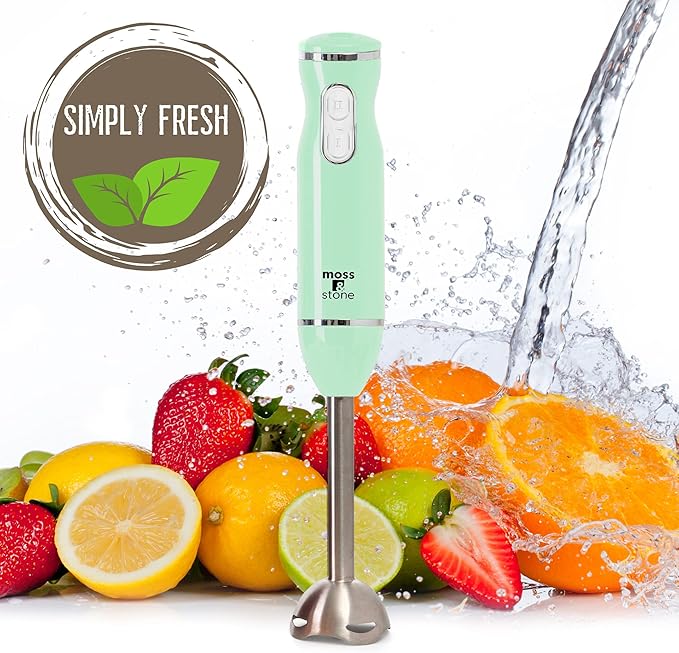 Moss &amp Stone Hand Blender Electric With Egg Whisk &amp Chopper Powerful 300 Watt Stick Blender Hand Mixer Set Stainless Steel Shaft &amp Blades Handheld Blender With Ergonomic Handle