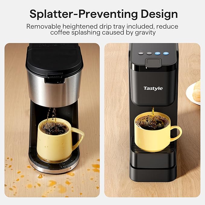 Single Serve Coffee Maker for K Cup Ground and Tea Leaves Hot and Iced Coffee Machines with Bold Setting 6 to 16 Oz Brew Sizes Compact for Small Spaces Black (2.0 Version)
