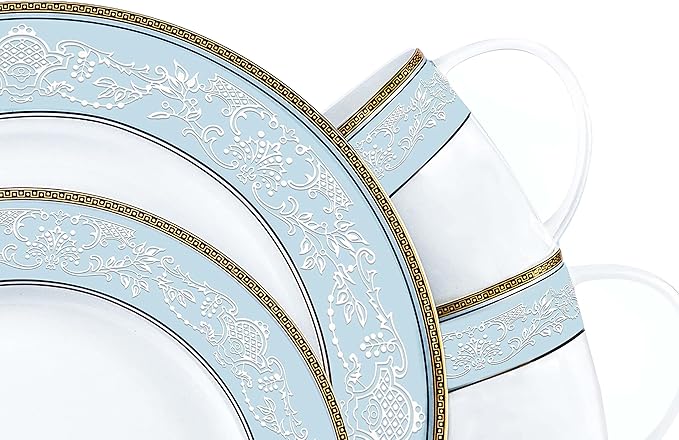 Fine Bone China Salad Plates Set 4 Pcs Classic Relief Pattern Gilt Edged High Grade 8 Dessert Plate Appetizer Dish Sets For 4 People