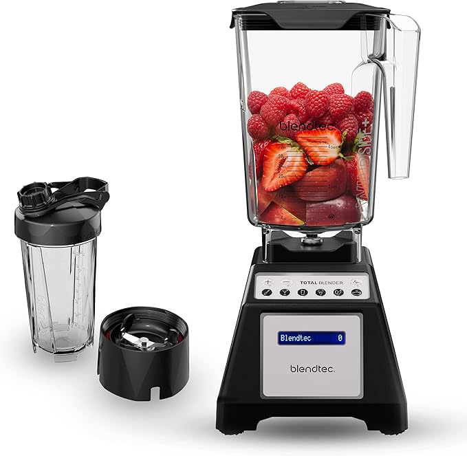Blendtec Total Classic Original Blender - WildSide+ Jar (90 oz) and Blendtec GO™ Travel Bottle (34 oz) BUNDLE - Professional-Grade Power - 6 Pre-programmed Cycles - 10-speeds - Black