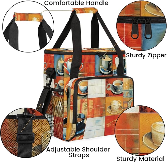 Coffee Maker Travel Bag Compatible with Keurig K-Mini or K-Mini Plus Single Serve Coffee Brewer Carrying Case with Multiple Pockets for K-Cup Pods Storage Bag With Shoulder Strap(Bag Only)