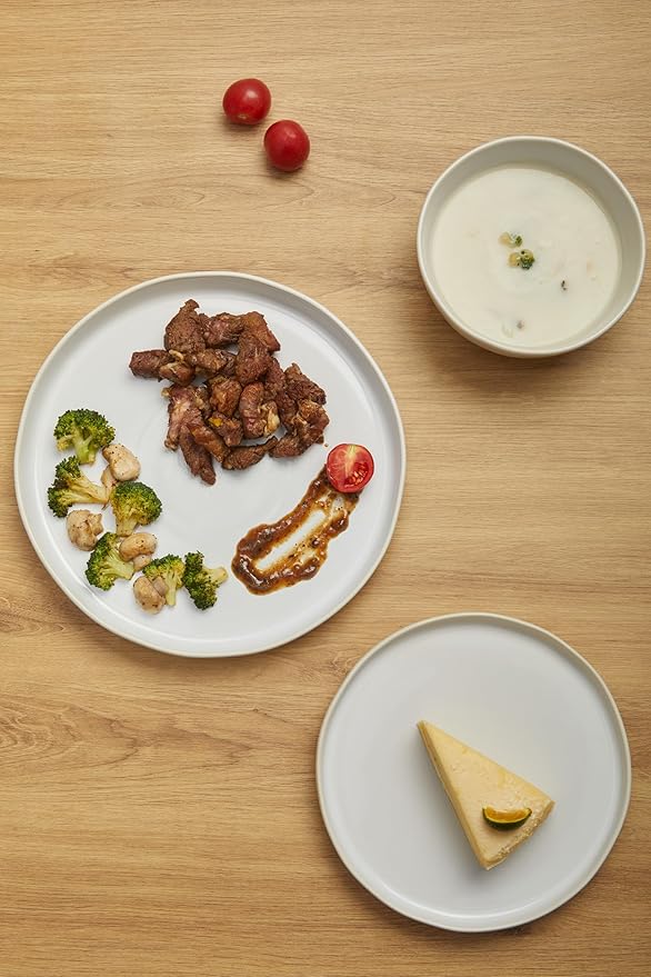 18-Piece Fog White Ceramic Plates and Bowls SetMinimalist Dinnerware Sets for 6 – Artful Dish Set for Serene Dining &amp Everyday Aesthetic