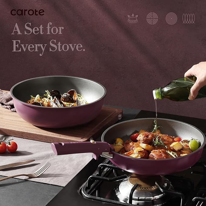 CAROTE 19pcs Pots and Pans Set and 3pcs Baking Pan Set Nonstick Cookware Set Bakeware Set