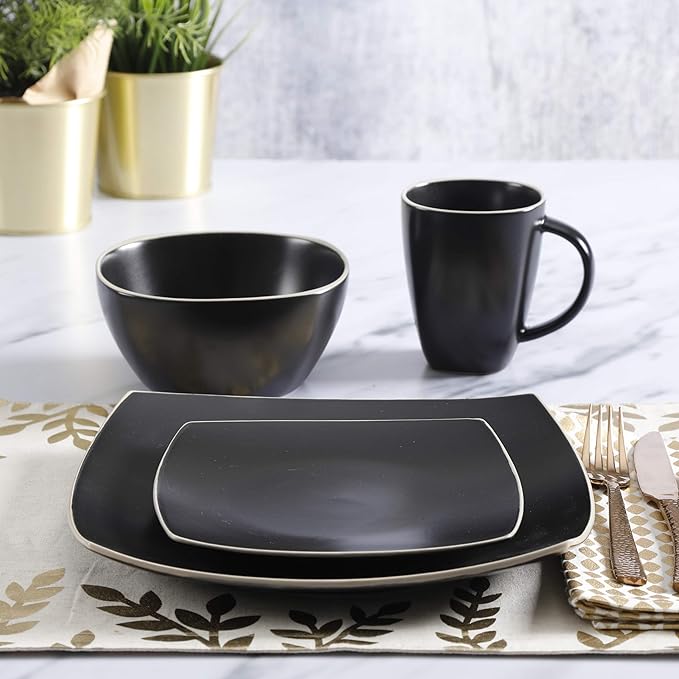 Gibson Soho Lounge Dinnerware Set Service for 4 (16pcs) Matte Black