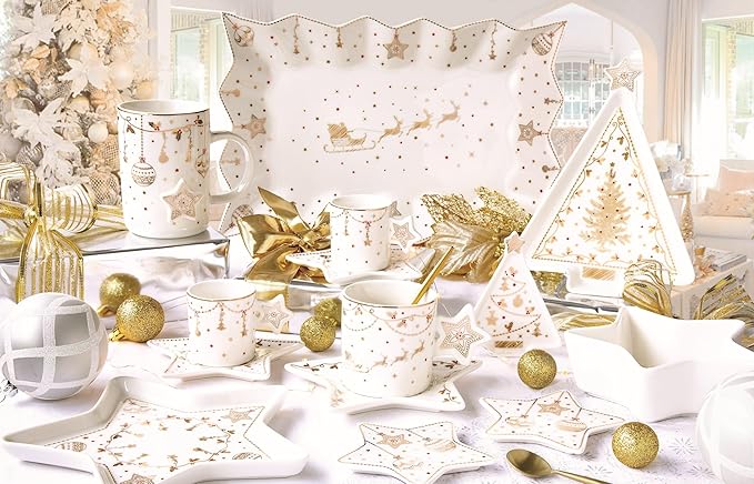 Easy Life 18-Piece Porcelain Christmas Dinner Set (Christmas Lights)