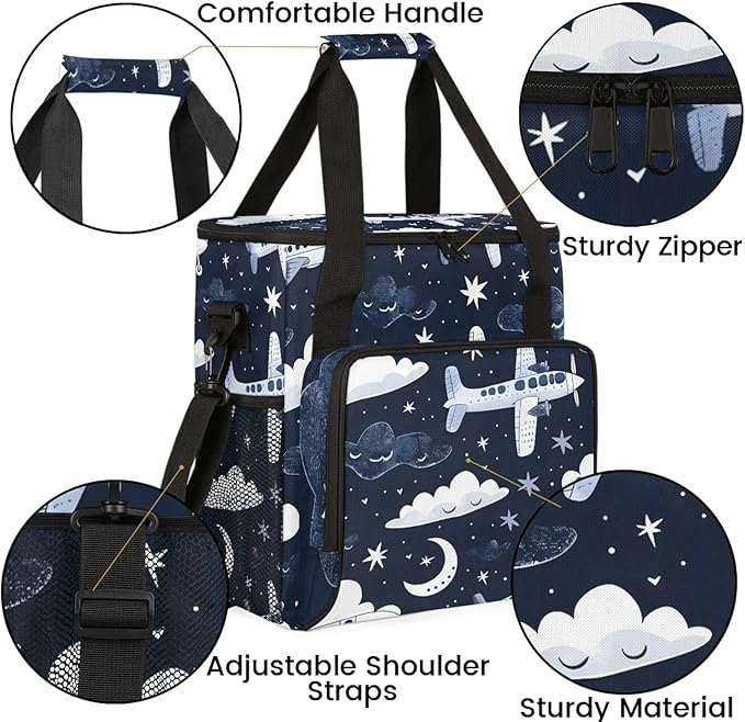 Aircraft Airplane Travel Coffee Maker Carrying Bag Large Organizer Storage Tote Bag Insulated Reusable Cooler Grocery Bags