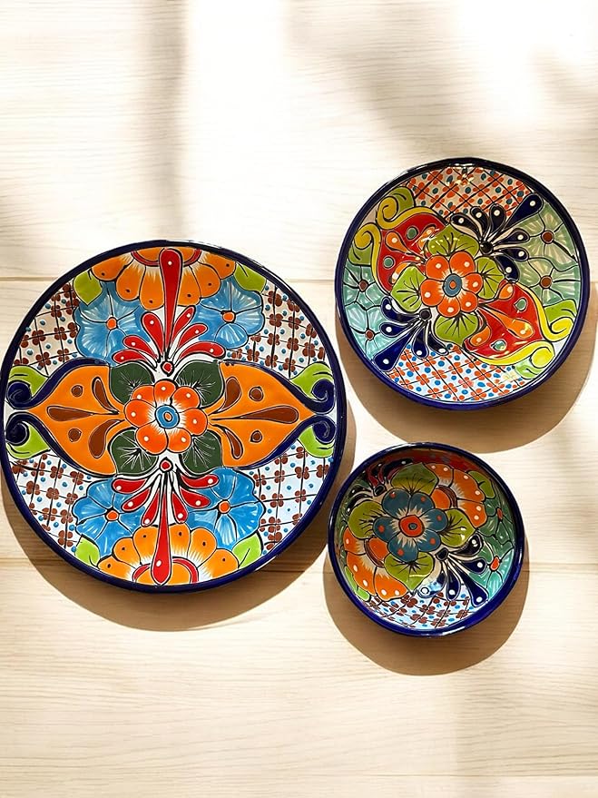 12 Piece Talavera Dinnerware Set | Handmade Mexican Pottery | Unique Floral Patterns