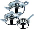 SAN IGNACIO Alexia 5-Piece Cooking Pot Set Includes 2 x 2.8 L and 2 L Pots with 2 Lids and 1 x 1.4 L Saucepan Stainless Steel Durable and Easy to Clean Suitable for All Hobs