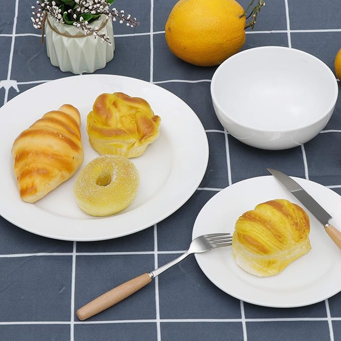 SUPER DEAL Round 18-Piece White Kitchen Dinnerware Set Service for 6 Plates and Bowls – Microwave Oven and Dishwasher Safe