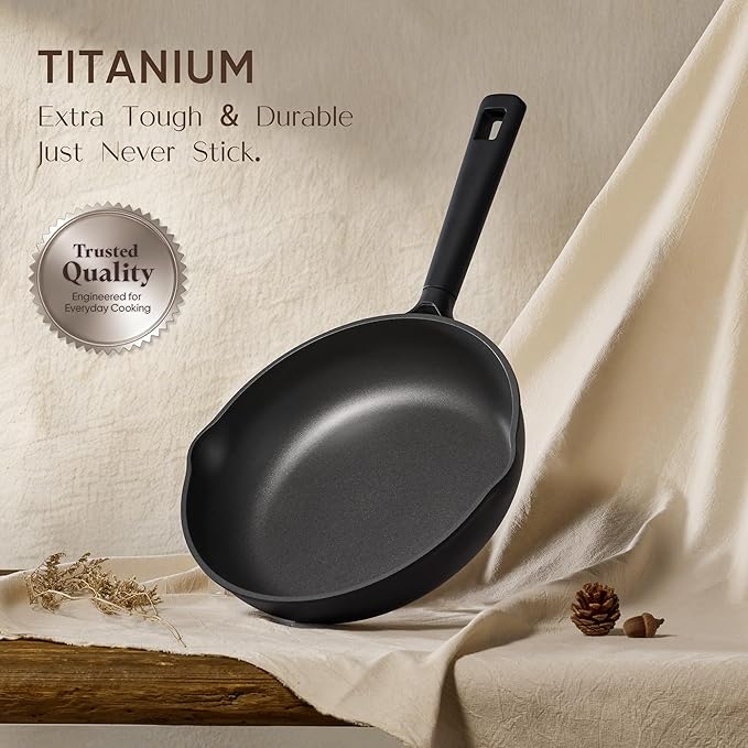 CAROTE 28PCS Pots and Pans Set Nonstick Cookware Set Kitchen Non Stick Induction Titanium Cookware Non-toxic Granite Cooking set PFOA Free Black