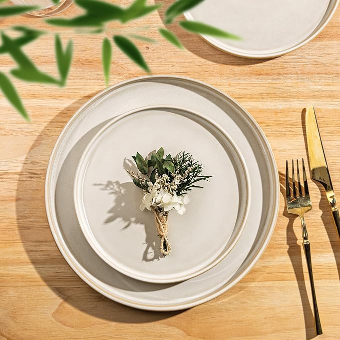 AmorArc Ceramic Dinnerware Sets Handmade Reactive Glaze Stoneware Plates and Bowls SetsHighly Chip and Crack Resistant | Dishwasher &amp Microwave Safe Dishes Set Service for 8 (24pc)
