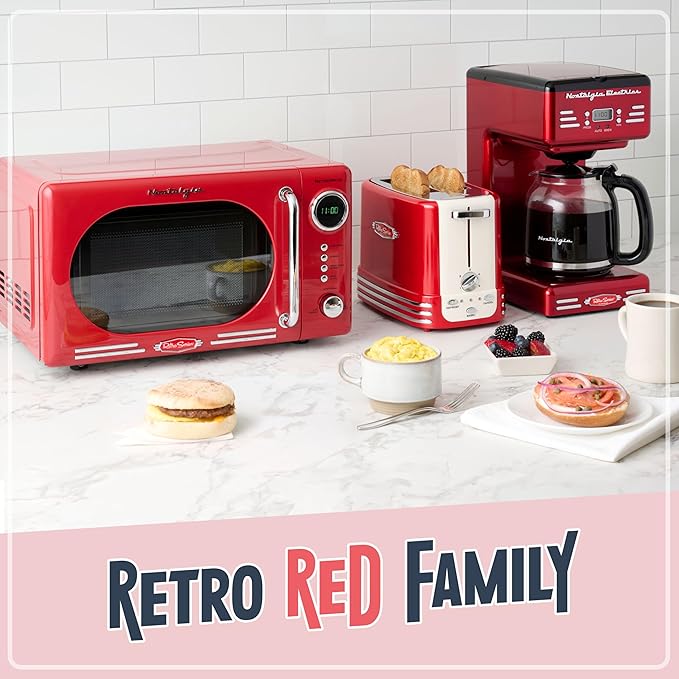 Nostalgia Retro 12-Cup Programmable Coffee Maker With LED Display Automatic Shut-Off &amp Keep Warm Pause-And-Serve Function Red