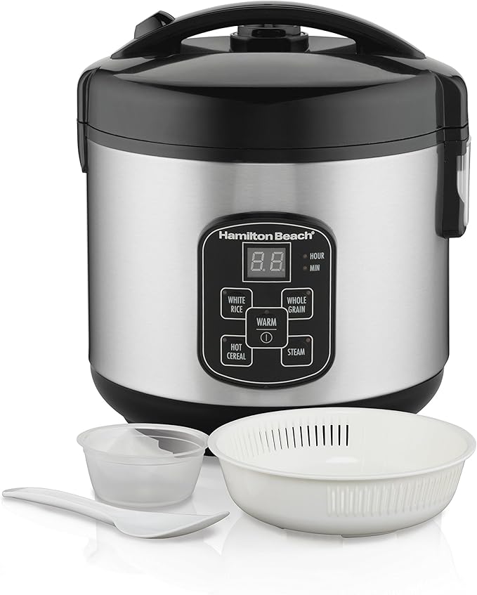 Hamilton Beach Digital Programmable Rice Cooker &amp Food Steamer &amp Portable 6 Quart Set &amp Forget Digital Programmable Slow Cooker Lock Dishwasher Safe Crock &amp Lid Temperature Probe St
