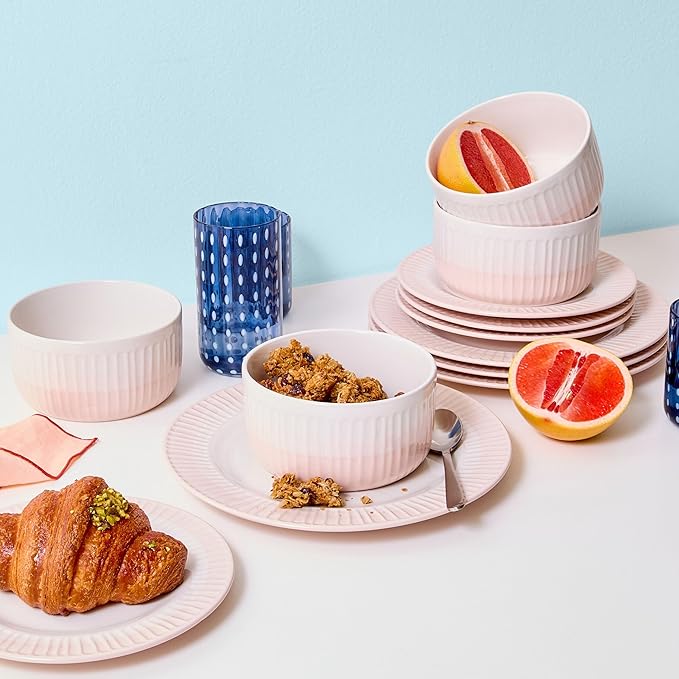 Rising Up 12 Piece Dinnerware Set Service for 4 Blush
