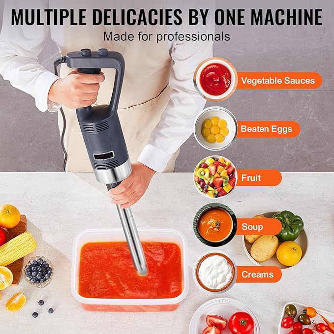 Happybuy 500W Commercial Immersion Blender: A 16-inch Hand Mixer with Stepless Variable Speed Stainless Steel Blade Ideal for Soups Sauces Mashed Potatoes and Cream