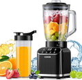 GDOR Professional Blender for Kitchen 1200 Peak Watts Smoothie Blender 5 Functions for Ice Crushing &amp Frozen Fruit 52 Oz Glass Jar &amp 24 Oz To-Go Cup Combo Self-Cleaning Black