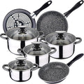 San Ignacio 8-Piece Dina Stainless Steel Cookware with Frying Pan Set (18/20/24 cm) MAGEFESA K2 Gransasso Enamelled Steel
