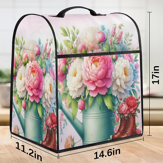 Kitchen Aid Mixer Cover Flower Florals Stand Mixer Cover Compatible with 6-8 Quarts Stand Mixers Dust Covers with Zipper Pocket Foldable Washable Kitchen Aid Organizer Bag