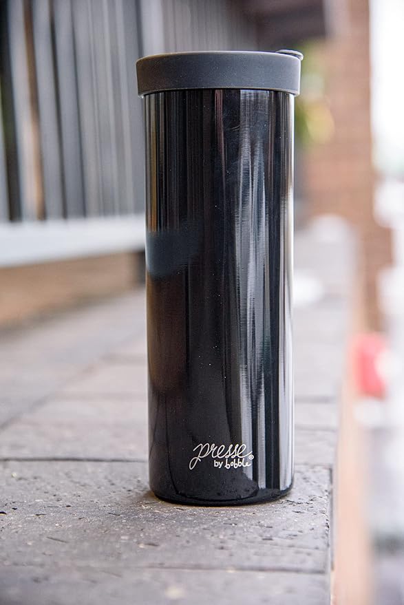 bobble French Coffee Presse On-The-Go use Quick Brew Slim Design Triple Wall Insulation 14 oz (Stainless Steel)