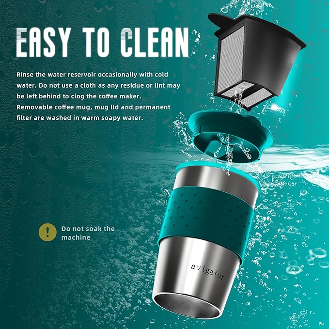 Portable Coffee Maker for Travel Camping Car Compact Drip Coffee Machine Single Serve with 10 oz Travel Mug for Traveling RV Office Home and Dorm 12V Green