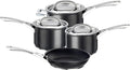 Circulon Infinite Induction Hob Pan Set of 4 - Non Stick Pots and Pans Sets with Stainless Steel Lids &amp Handles Premium Dishwasher Safe Cookware Black