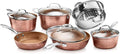 Gotham Steel Hammered Collection Pots and Pans 10 Piece Premium Ceramic Cookware Set – with Triple Coated Ultra Nonstick Surface for Even Heating Oven Stovetop &amp Dishwasher Safe