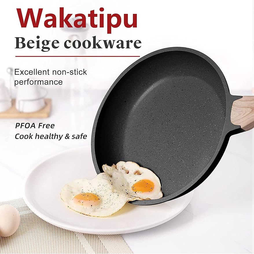 20 Pcs Pots and Pans Set Kitchen Nonstick Cookware Sets Granite Frying Pans for Cooking Marble Stone Kitchen Essentials Dishwasher SafeCompatible with All Stovetops (Granite-Black)
