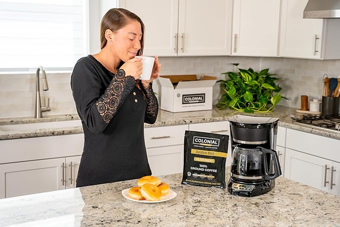 Colonial Coffee Ground Coffee Filter Portion Packs 2 Ounce (Pack of 40) 100% Arabica Breakfast Blend Medium Roast Gourmet Bulk Packets for 10-12 Cup Drip Maker