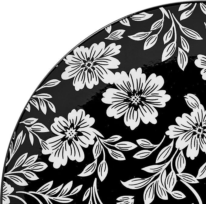 Pfaltzgraff Midnight Blooms 12 Piece Floral Stoneware Dinnerware Plate Bowl Dish Set Service for 4 Black