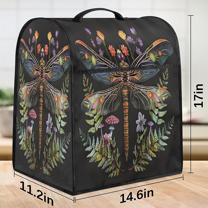 cfpolar Kitchen Aid Mixer Cover Compatible with 6-8 Quarts Animal Dragonfly Flower Stand Mixer Cover Kitchen Aid Mixers Accessories Appliance Organizer Bag Dust Covers with Zipper Pocket