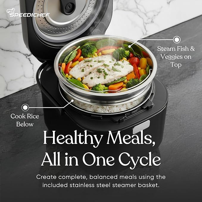 10-Cup Rice Cooker with Steamer Basket | Smart Rice Maker with Easy-to-Clean Nonstick Inner Pot | Delay Timer &amp Keep Warm Settings | Non-Toxic &amp BPA-Free | Ideal for Family Meals Black