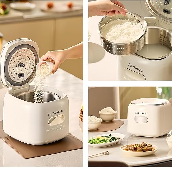 Lemuugo Smart Rice Cooker 2.5L Capacity Digital Display 400W White