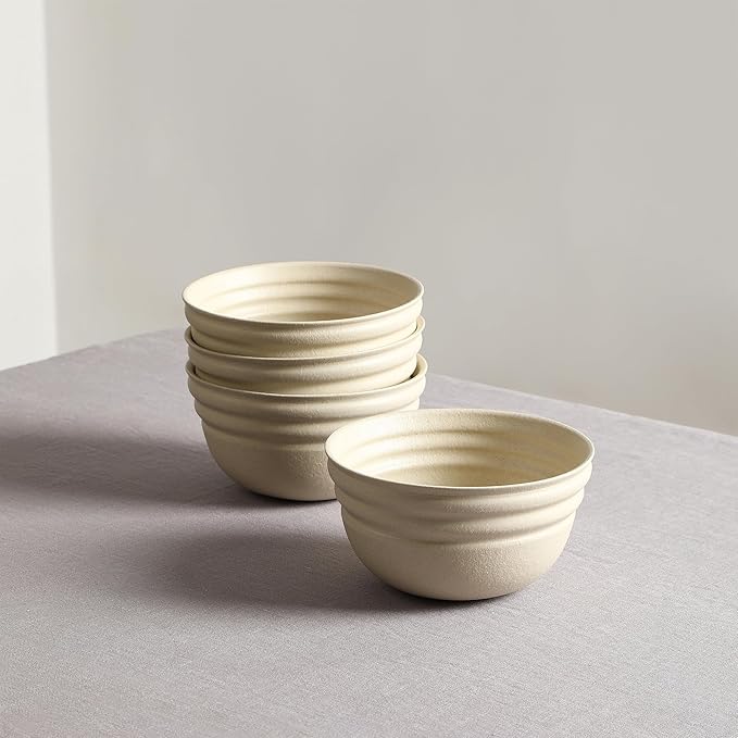 Stone Lain Zen Stoneware 12-Piece Dinnerware Set Service for 4 Beige Includes Salad - Dinner Plates &amp Bowls Textured Sand Finish Microwave &amp Dishwasher Safe