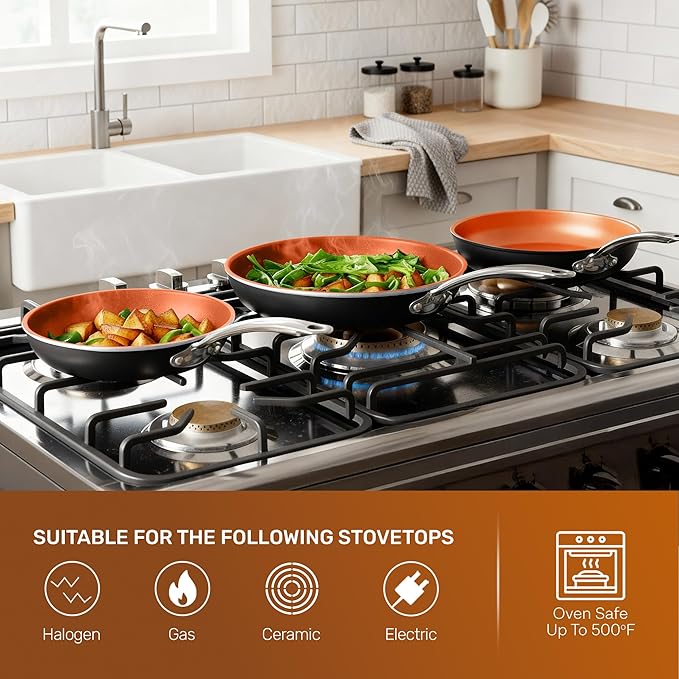GOTHAM STEEL 15 Pc Ceramic Cookware Set Ceramic Pots and Pans Set Non Stick with Cooking Utensils and Steamer Non Toxic PFOA PFOS Free Premium Stay Cool Handles Oven &amp Dishwasher Safe