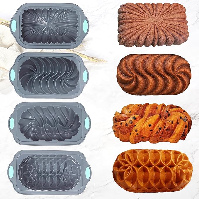 4 Piece Silicone Loaf Pan for Baking Bread Non-Stick Kitchen Oven Bread Pan Perfect for Banana Bread Sandwich Bread Pound Cake and Meatloaf 4 Cups Grey