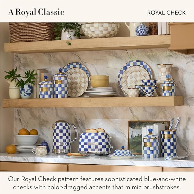 MACKENZIE-CHILDS 2-Slice Toaster Decorative Toaster for Kitchen Blue-and-White Royal Check