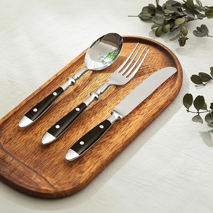 Retro 20-Piece Silverware Set Stainless Steel Cutlery Set Vintage Flatware Set with Black Bakelite Handle Dishwasher Safe| Service for 4